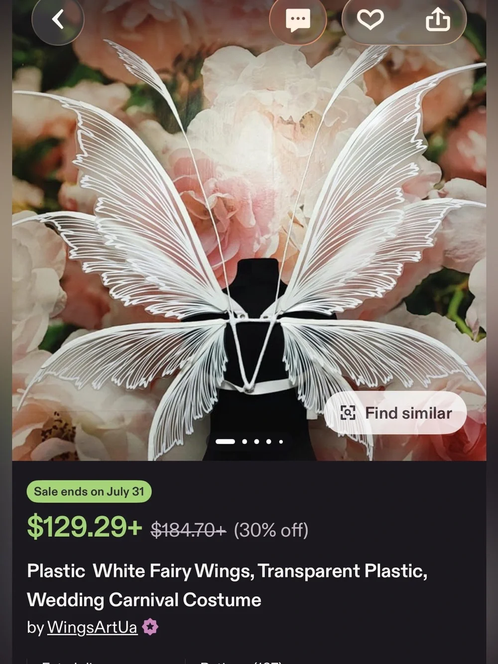 Adult Strap & Corset White Transparent Fairy Wings